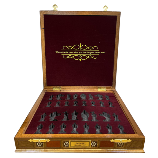 Pegasus Metal Chess Set – Handmade Box or Drawer Solid Wood Chessboard, 38 x 38 cm