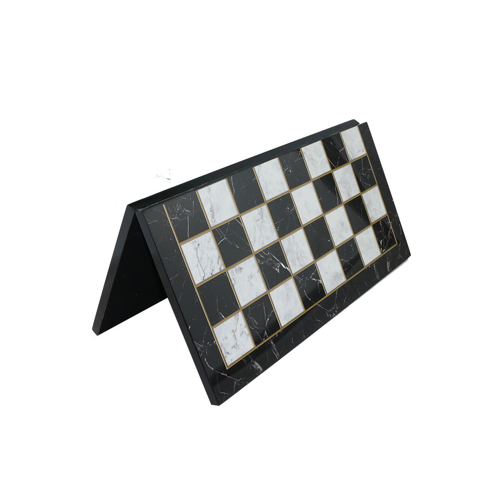 Antik Yunan Metal Satranç Takımı Büyük Boy – Katlanır MDF Satranç Tahtası, 43 x 43 cm