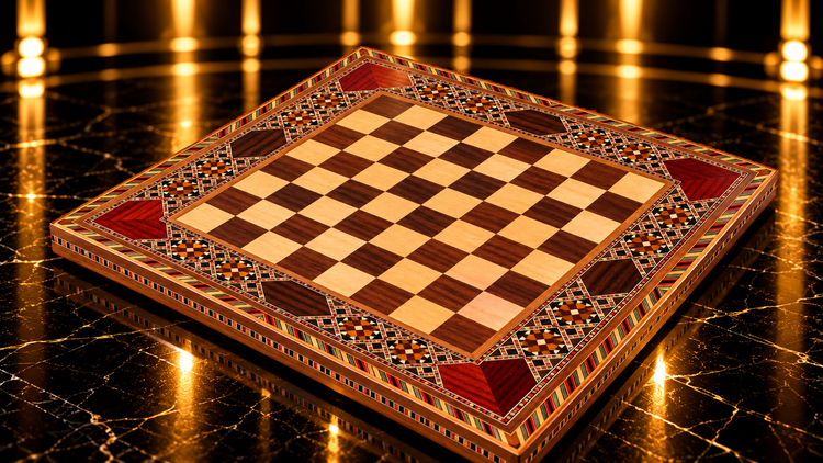 Düz Masif Ahşap Satranç Takımları 36x36 cm