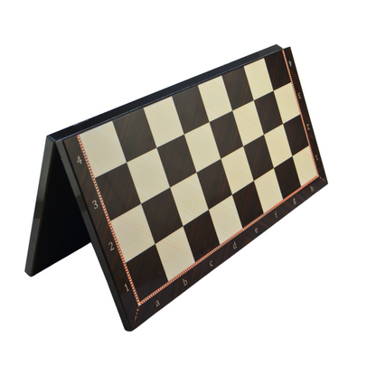 İngiliz Kraliyeti Metal Satranç Takımı – Ceviz Desenli Katlanır MDF Satranç Tahtası, 43 x 43 cm