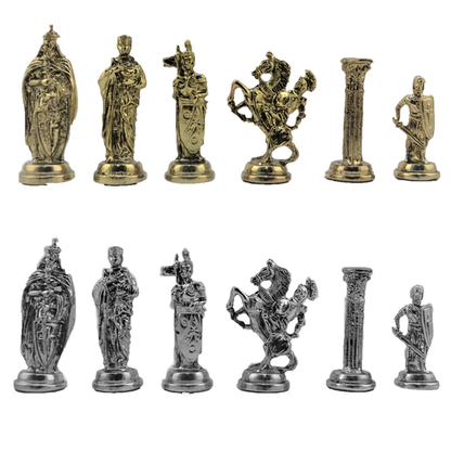 British Royal Metal Chess Set – Handmade Box or Drawer Solid Wood Chessboard, 38 x 38 cm