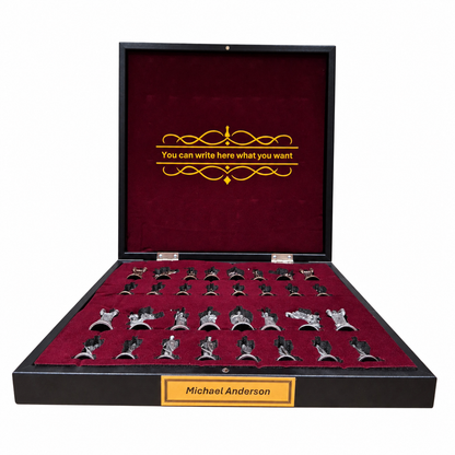 British Royal Metal Chess Set – MDF Chessboard with Storage, 37 x 37 cm, Antique Cooper Pieces