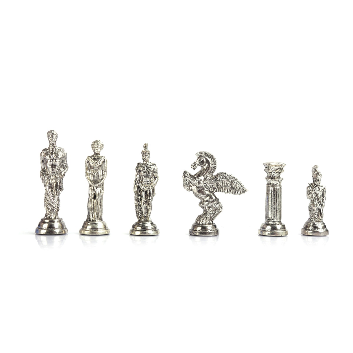 Pegasus Metal Chess Set – Handmade Flat Solid Wood Chessboard, 45 x 45 cm
