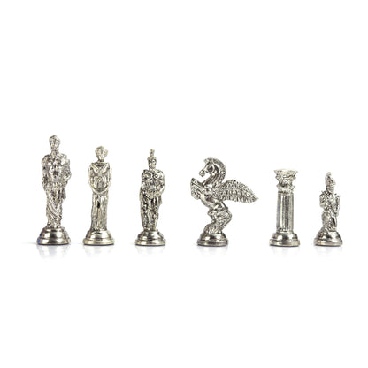 Pegasus Metal Chess Set – Handmade Flat Solid Wood Chessboard, 45 x 45 cm
