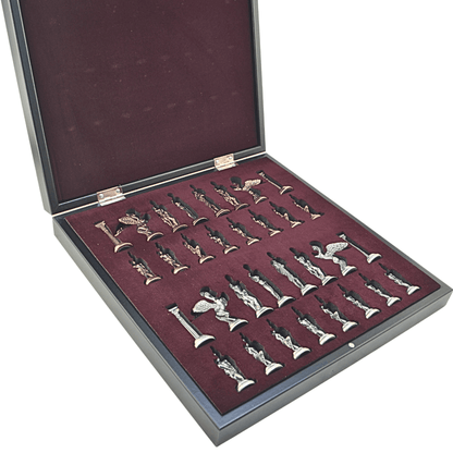 Pegasus Metal Chess Set – MDF Chessboard with Storage, 37 x 37 cm, Antique Copper Pieces